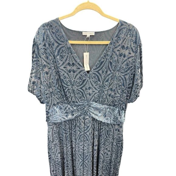 NWT Baltic Born Leslie Blue Velvet Maxi Dress 2XL Puff Sleeves Boho Formal - Picture 6 of 12